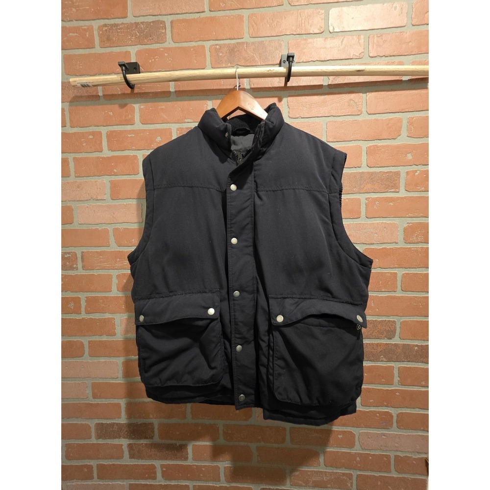 Walls Ranch Wear Vintage Vest Large Long Black Nylon Ranch Outdoors Cowboy Rodeo